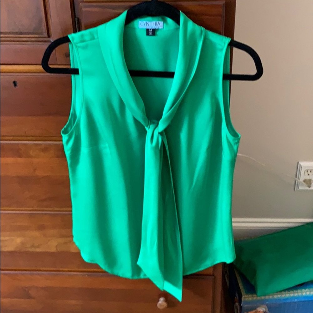 Cynthia Rowley Kelly green sleeveless blouse